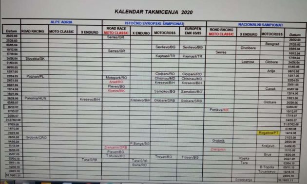 MSS kalendar takmičenja 2020